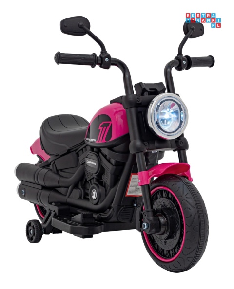 [AHL008] Motorek Chopper FASTER na akumulator 1x20W 6V/4.5Ah Radio FM Panel audio LED - różowy