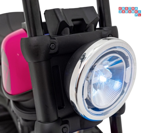 [AHL008] Motorek Chopper FASTER na akumulator 1x20W 6V/4.5Ah Radio FM Panel audio LED - różowy