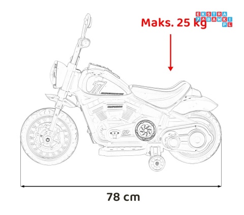 [AHL008] Motorek Chopper FASTER na akumulator 1x20W 6V/4.5Ah Radio FM Panel audio LED - różowy