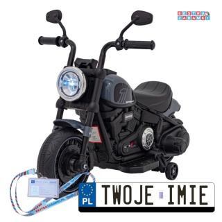 Szary Motorek Chopper FASTER na akumulator - 1x20W 6V/4.5Ah, Radio FM, Panel audio, LED - [AHL008]