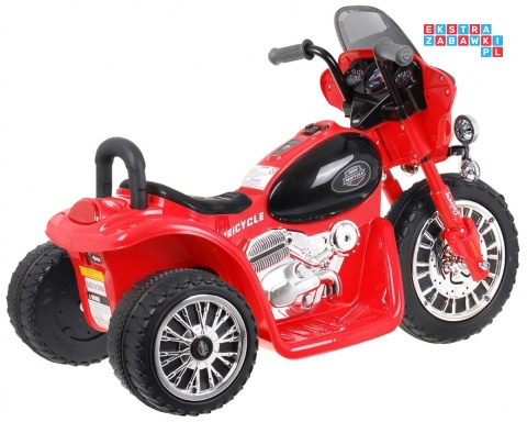 [JT568] Motorek Chopper trójkołowy na akumulator 1x20W 6V/4.5Ah Dźwięki Światła LED - czerwony