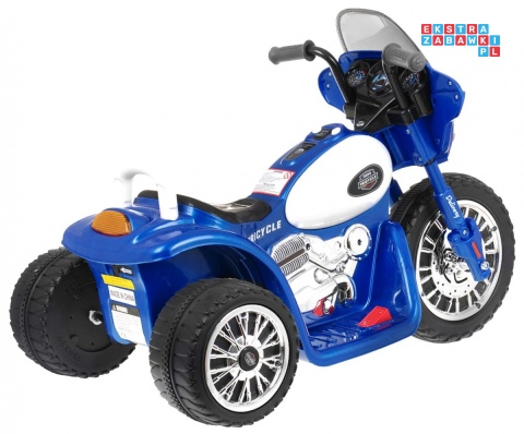 [JT568] Motorek Chopper trójkołowy na akumulator 1x20W 6V/4.5Ah Dźwięki Światła LED - niebieski