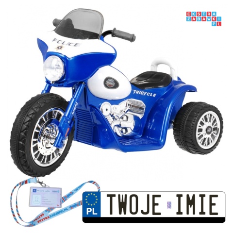[JT568] Motorek Chopper trójkołowy na akumulator 1x20W 6V/4.5Ah Dźwięki Światła LED - niebieski