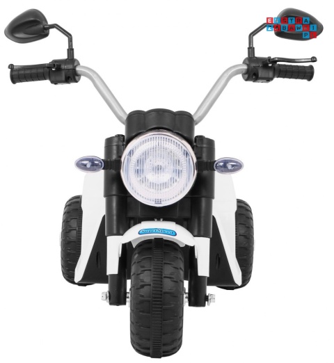 [JC916] Motorek MiniBike na akumulator ok.25W 6V/4.5Ah Dźwięki LED Ekoskóra - biały