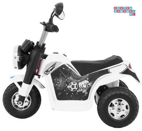 [JC916] Motorek MiniBike na akumulator ok.25W 6V/4.5Ah Dźwięki LED Ekoskóra - biały