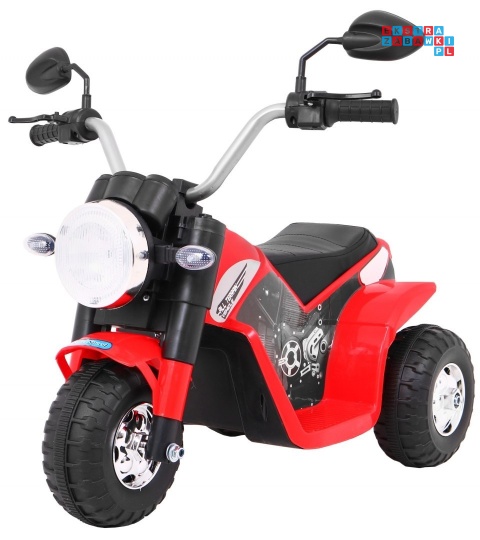 [JC916] Motorek MiniBike na akumulator ok.25W 6V/4.5Ah Dźwięki LED Ekoskóra - czerwony