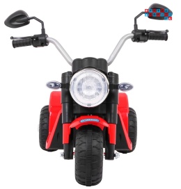 [JC916] Motorek MiniBike na akumulator ok.25W 6V/4.5Ah Dźwięki LED Ekoskóra - czerwony