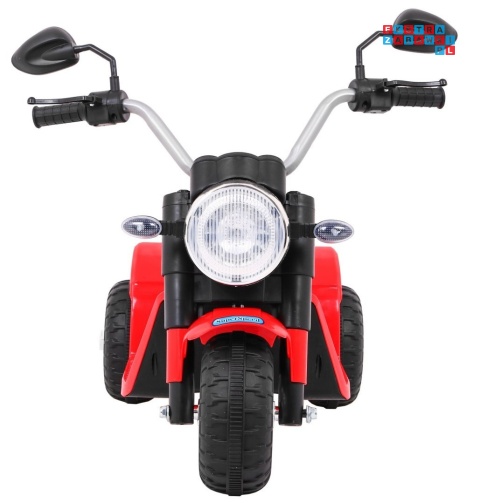 [JC916] Motorek MiniBike na akumulator ok.25W 6V/4.5Ah Dźwięki LED Ekoskóra - czerwony