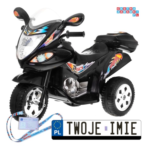 [LL1188] Motorek Trójkołowy BJX-088 dla najmłodszych na akumulator 1x18W 6V/4,5Ah Dźwięki Światła - czarny