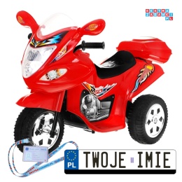 [LL1188] Motorek Trójkołowy BJX-088 dla najmłodszych na akumulator 1x18W 6V/4,5Ah Dźwięki Światła - czerwony