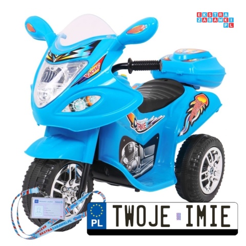 [LL1188] Motorek Trójkołowy BJX-088 dla najmłodszych na akumulator 1x18W 6V/4,5Ah Dźwięki Światła - niebieski