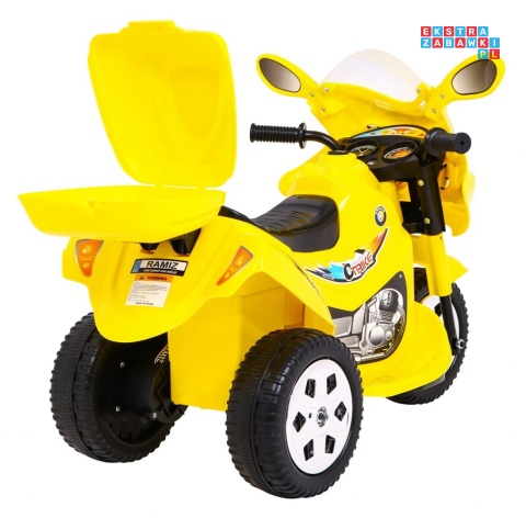[LL1188] Motorek Trójkołowy BJX-088 dla najmłodszych na akumulator 1x18W 6V/4,5Ah Dźwięki Światła - żółty