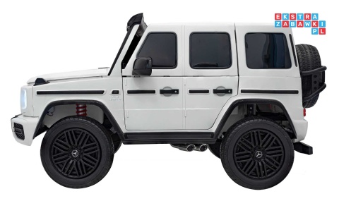 [DK-G63.STRONG] Mercedes Benz G63 AMG XXL STRONG MP4 dwuosobowy na akumulator 2x280W 24V/20Ah Panel MP4 Bluetooth - biały