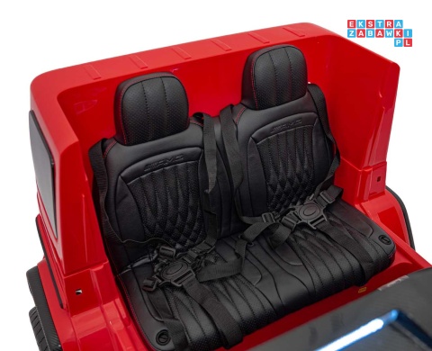 [DK-G63.STRONG] Mercedes Benz G63 AMG XXL STRONG MP4 dwuosobowy na akumulator 2x280W 24V/20Ah Panel MP4 Bluetooth - czerwony
