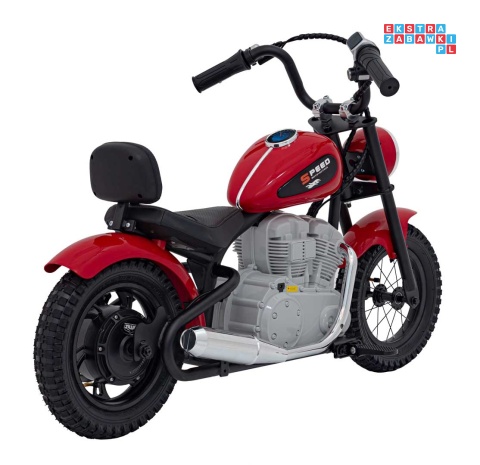 [A9902] Motocykl SPEED Power na akumulator 1x250W 24V/7Ah silnik bezszczotkowy pompowane opony - czerwony