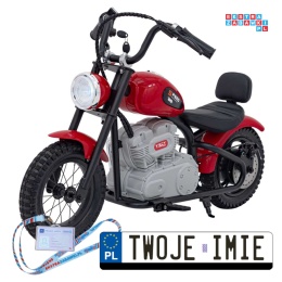 [A9902] Motocykl SPEED Power na akumulator 1x250W 24V/7Ah silnik bezszczotkowy pompowane opony - czerwony