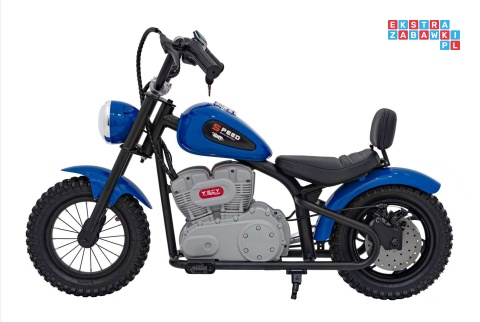 [A9902] Motocykl SPEED Power na akumulator 1x250W 24V/7Ah silnik bezszczotkowy pompowane opony - niebieski