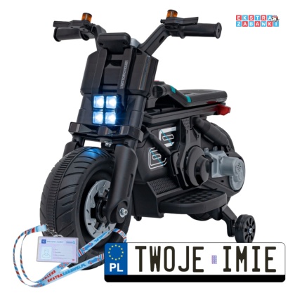 Czarny Motorek Future 88 na akumulator - 1x25W, 6V/4Ah, melodyjki, klakson, światła LED - [QLS-805]