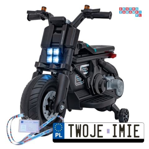 [QLS-805] Motorek Future 88 na akumulator 1x25W 6V/4Ah melodyjki klakson światła led - czarny