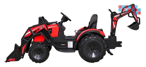 [SX2068] Traktor 720-T z przyczepą na akumulator 2x45W 12V/10Ah przyczepka łyżka koparka - czerwony