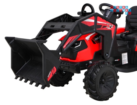 [SX2068] Traktor 720-T z przyczepą na akumulator 2x45W 12V/10Ah przyczepka łyżka koparka - czerwony