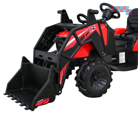 [SX2068] Traktor 720-T z przyczepą na akumulator 2x45W 12V/10Ah przyczepka łyżka koparka - czerwony