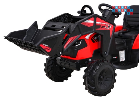 [SX2068] Traktor 720-T z przyczepą na akumulator 2x45W 12V/10Ah przyczepka łyżka koparka - czerwony