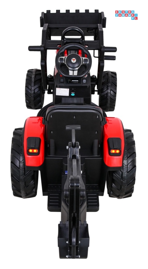[SX2068] Traktor 720-T z przyczepą na akumulator 2x45W 12V/10Ah przyczepka łyżka koparka - czerwony