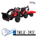 [SX2068] Traktor 720-T z przyczepą na akumulator 2x45W 12V/10Ah przyczepka łyżka koparka - czerwony