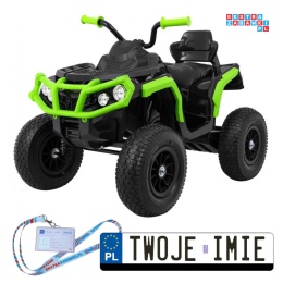 [BDM0906.AIR] Quad ATV Air na akumulator 2x45W 12V/7Ah Koła pompowane MP3 Wolny Start - czarno zielony