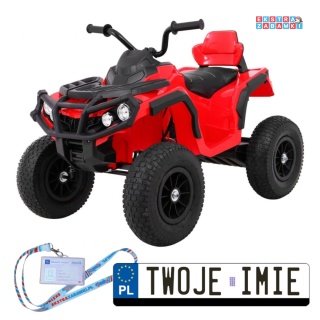Czerwony Quad ATV Air na akumulator - 2x45W, 12V/7Ah, Koła pompowane, MP3, Wolny Start [BDM0906.AIR]
