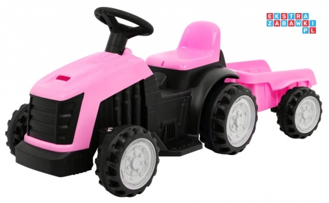 [TR1908T] Traktor z przyczepą dla najmłodszych na akumulator 1x25W 6V/4.5Ah - różowy
