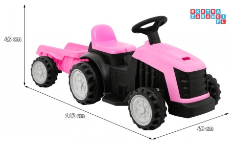 [TR1908T] Traktor z przyczepą dla najmłodszych na akumulator 1x25W 6V/4.5Ah - różowy