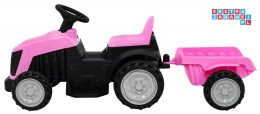 [TR1908T] Traktor z przyczepą dla najmłodszych na akumulator 1x25W 6V/4.5Ah - różowy