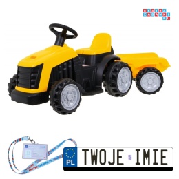 [TR1908T] Traktor z przyczepą dla najmłodszych na akumulator 1x25W 6V/4.5Ah - żółty
