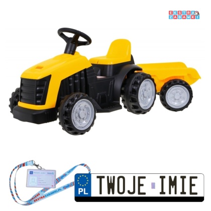 Traktor z przyczepą dla najmłodszych na akumulator - żółty, 1x25W [TR1908T]