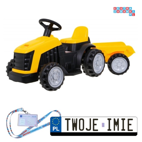 [TR1908T] Traktor z przyczepą dla najmłodszych na akumulator 1x25W 6V/4.5Ah - żółty
