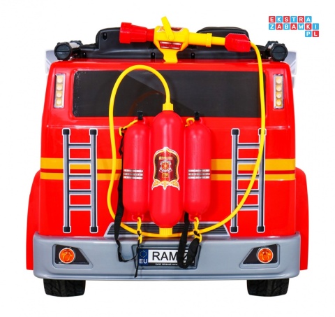 [LL911] Wóz straż pożarna na akumulator 2x45W 12V/10Ah z pilotem Armatka Megafon Kogut strażacki