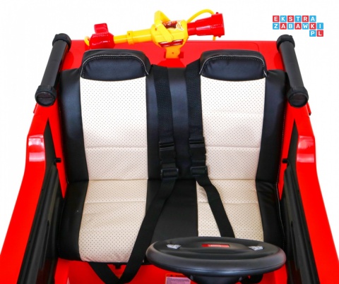 [LL911] Wóz straż pożarna na akumulator 2x45W 12V/10Ah z pilotem Armatka Megafon Kogut strażacki