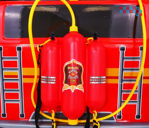 [LL911] Wóz straż pożarna na akumulator 2x45W 12V/10Ah z pilotem Armatka Megafon Kogut strażacki