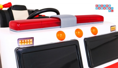 [LL911] Wóz straż pożarna na akumulator 2x45W 12V/10Ah z pilotem Armatka Megafon Kogut strażacki