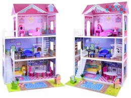 [ZA2122] Duży drewniany domek dla lalek meble basen oświetlenie LED