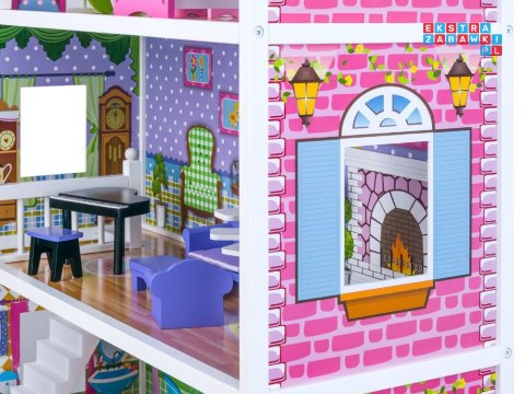 [ZA2122] Duży drewniany domek dla lalek meble basen oświetlenie LED