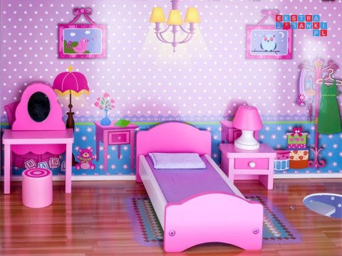 [ZA2122] Duży drewniany domek dla lalek meble basen oświetlenie LED