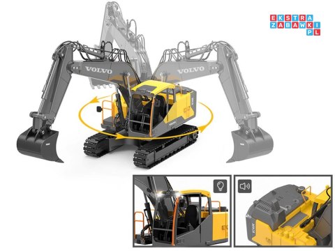 Duża koparka VOLVO 3w1 Zdalnie sterowana Pilot - 3 końcówki RC0495