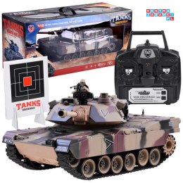 [RC0252 MO] Duży zdalnie sterowany czołg US M1A2 na pilota strzela 1:18