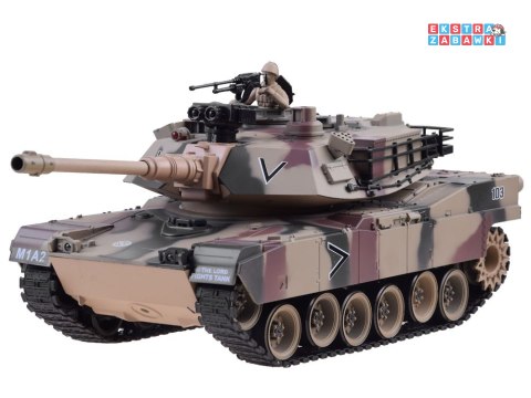 [RC0252 MO] Duży zdalnie sterowany czołg US M1A2 na pilota strzela 1:18