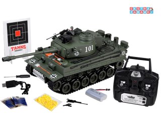 [RC0252 ZI] Duży zdalnie sterowany strzelający czołg na pilota German Tiger 45cm