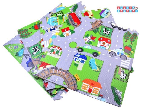 [ZA2510] Piankowe puzzle ulica miękka mata dla dzieci do zabawy 120x120cm