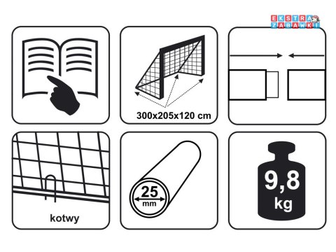 [SP0665] Bramka piłkarska 300x205x120cm dla dzieci